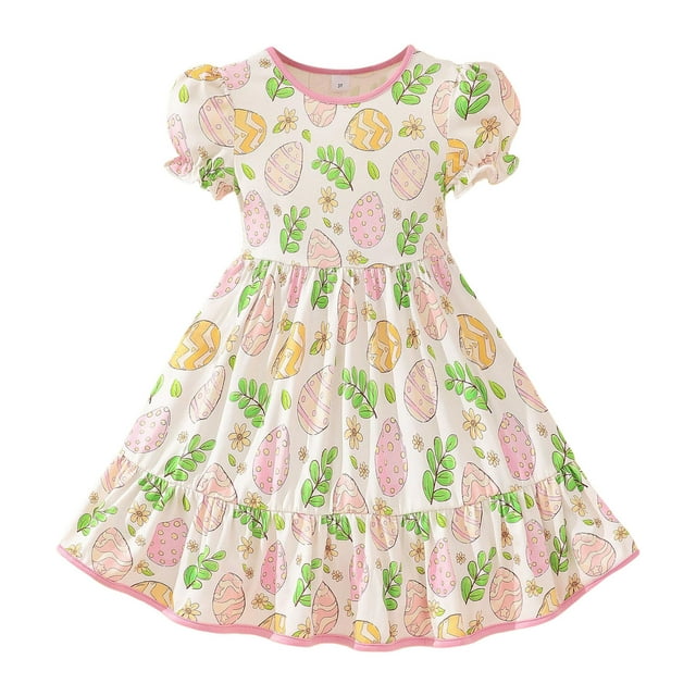 WEAIXIMIUNG Robes de Demoiselle d'Honneur 3T-4T Robe à Manches Courtes pour Filles Tout-Petits Robes de Fête de Danse Vêtements