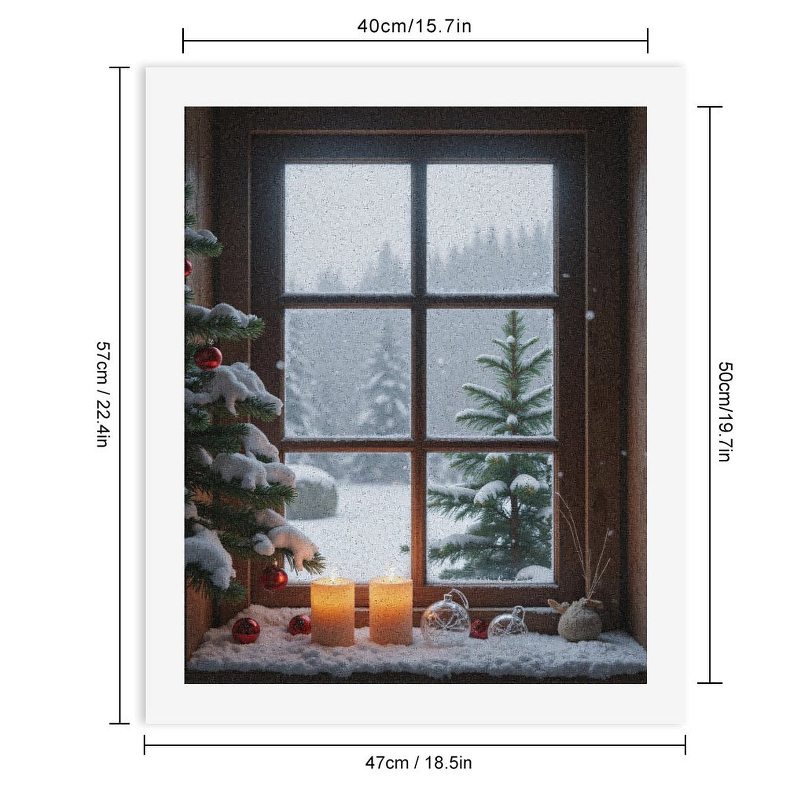 Paint By Numbers Kit for Adults Beginner - DIY Snowy Window Candles Pine Decorations Canvas Painting Kits for Adults, Frameless Paint By Number for Adults for Home Wall Decor 16x20 Inch
