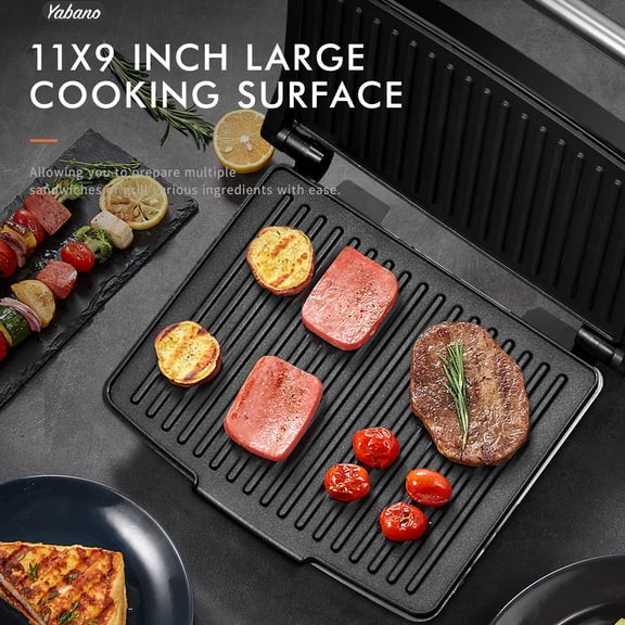 "Panini Press Grill & Gourmet Sandwich Maker - Non-Stick Plates, Removable Drip Tray, Stainless Steel Indoor Griller - Easy to Clean, Space-Saving for Quick Delicious Meals"