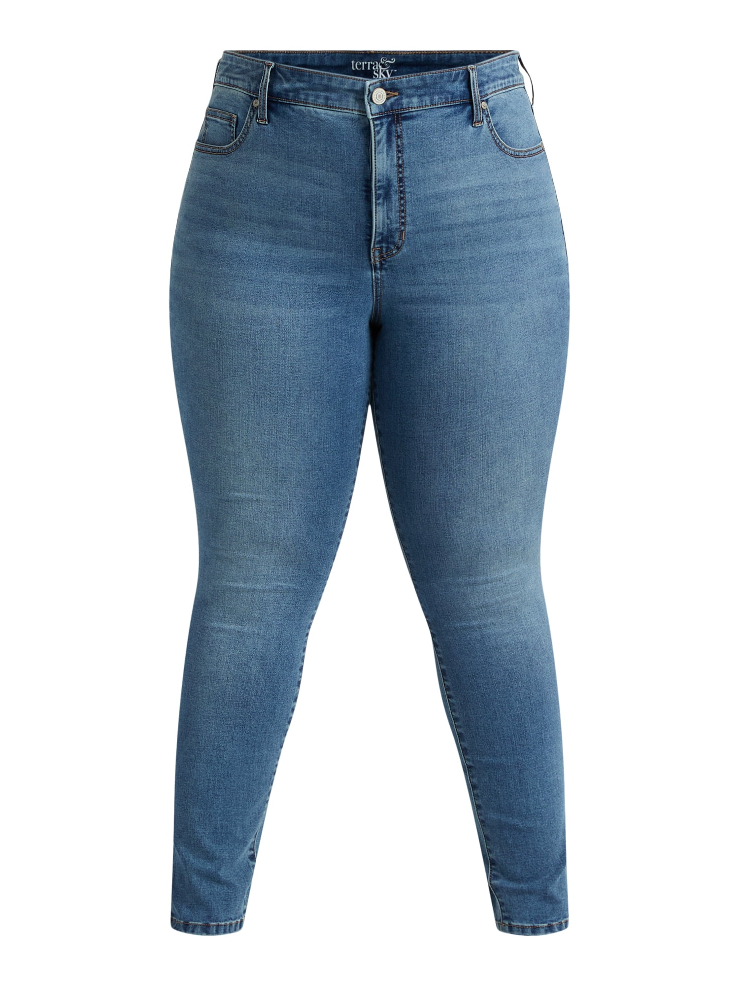 Terra & Sky Women's Plus Size Skinny Straight Jeans, Sizes 14W-34W