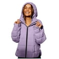 thumbnail image 2 of Women's Gradient Color Puffer Coat, Oversized Hooded Zip Up Jacket, Lightweight Quilted Winter Coat, Long Sleeve Round Hem Jacket, Warm Padded Outerwear, Casual Winter Jacket Purple XL, 2 of 9