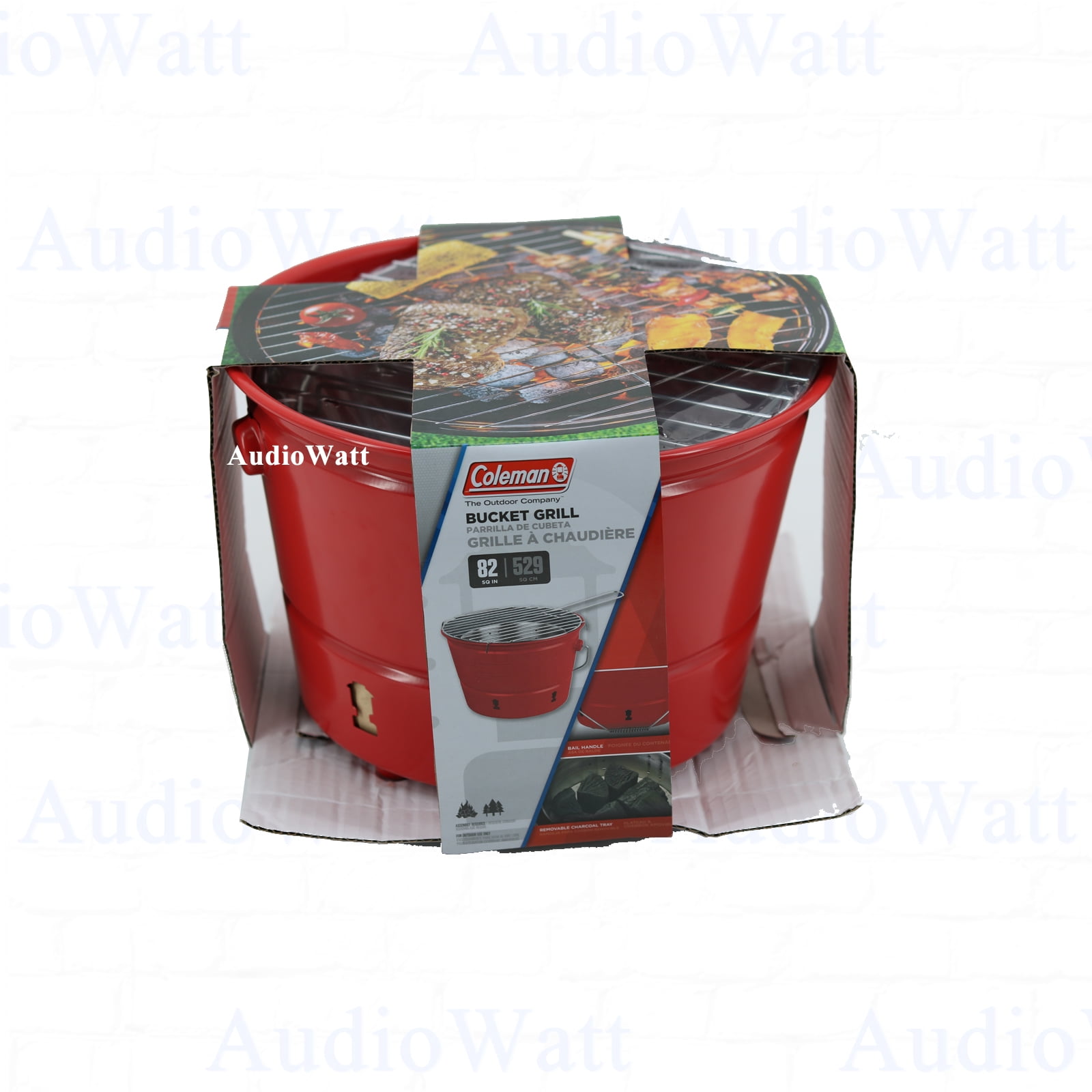 Coleman Portable Red Bucket Charcoal Grill Party Outdoor Cooker BBQ