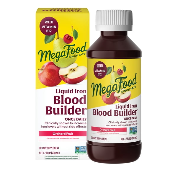 MegaFood Blood Builder Liquid Iron Supplement - Ages 4  - Vegan - 7.7 fl oz, 23 Servings