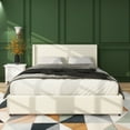 thumbnail image 2 of Miniyam Queen Size Upholstered Bed with Wingback Headboard, 2-Drawer for Adult, Ivory, 2 of 7