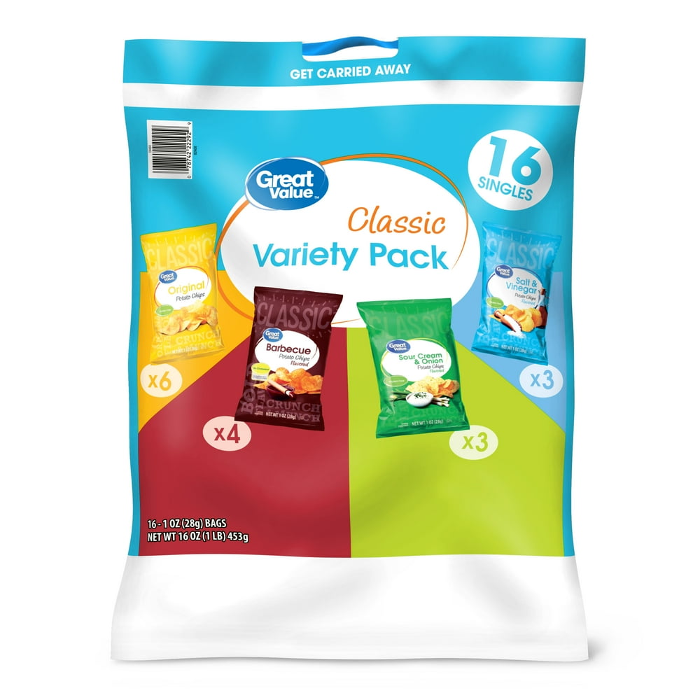 Great Value Classic Potato Chips Variety Pack, 1 Oz, 16 Count Walmart