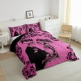 thumbnail image 4 of Gothic Skull Comforter Set Pink Black Goth Bedding Set Twin Women,Exotic Damask Skeleton Bed Comforter Set,Halloween Horror Quilt Set Wedding Anniversary Valentines Day, 4 of 6