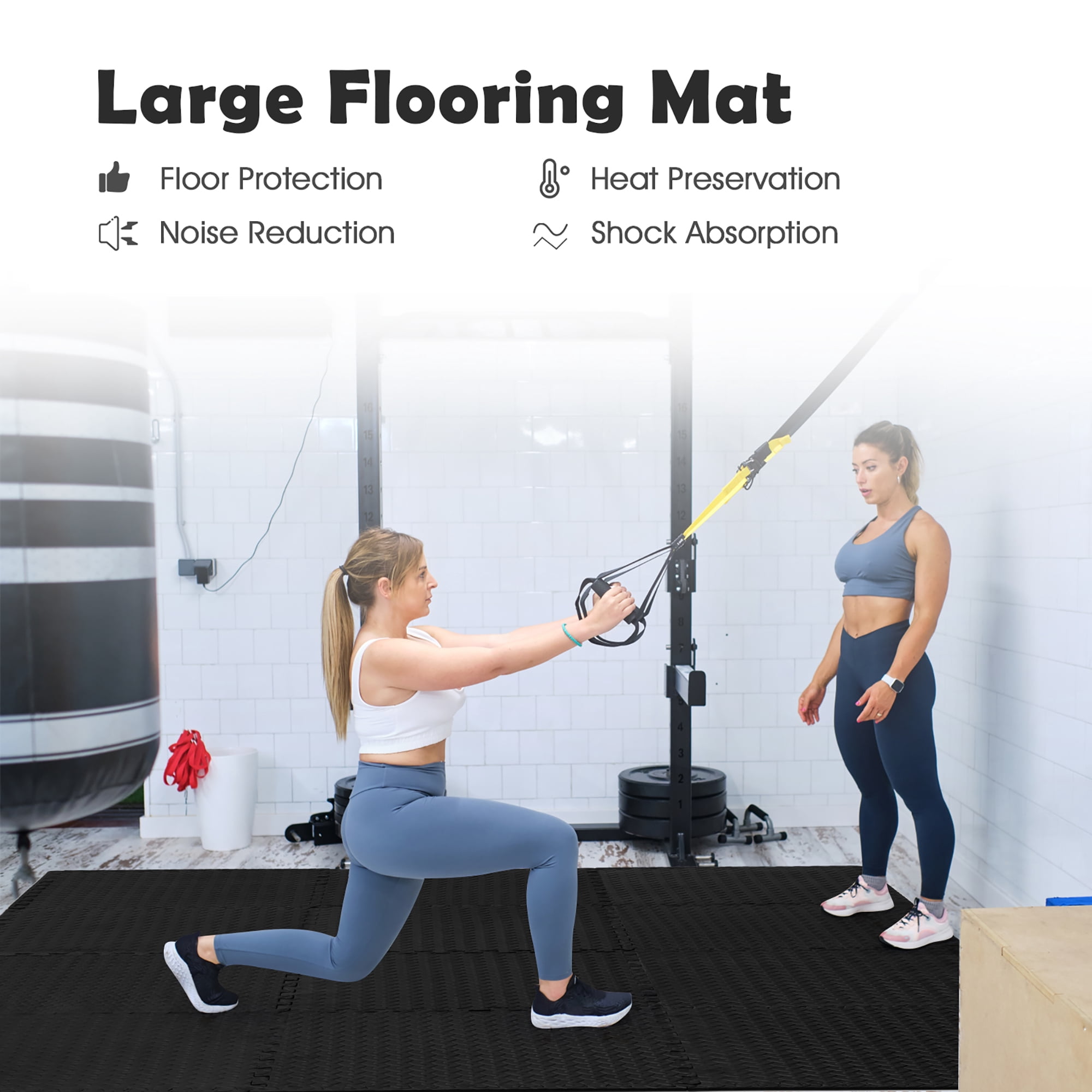Costway 48 Tiles 1/2'' Puzzle Floor Exercise Mat Interlocking Anti-slip EVA Foam Black