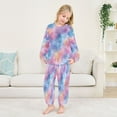 thumbnail image 5 of Fluffy Pajamas Set Fuzzy Winter Warm Pj Sets Pullover Tops and Long Pants Watercolor Powder Blue Pattern Large, 5 of 8