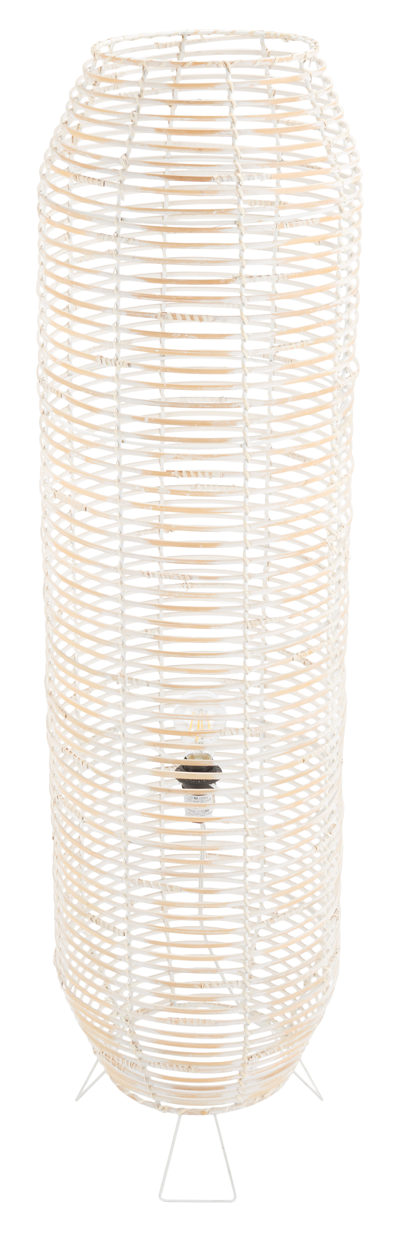 SAFAVIEH Wilde 50 in. Modern White Washed Rattan Floor Lamp with White Washed Shade