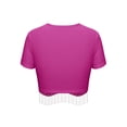 thumbnail image 5 of ZXSXSY Womens Short Sleeve Crew Neck Tassel Trim Wavy Hem Rib Crop Top, 5 of 6