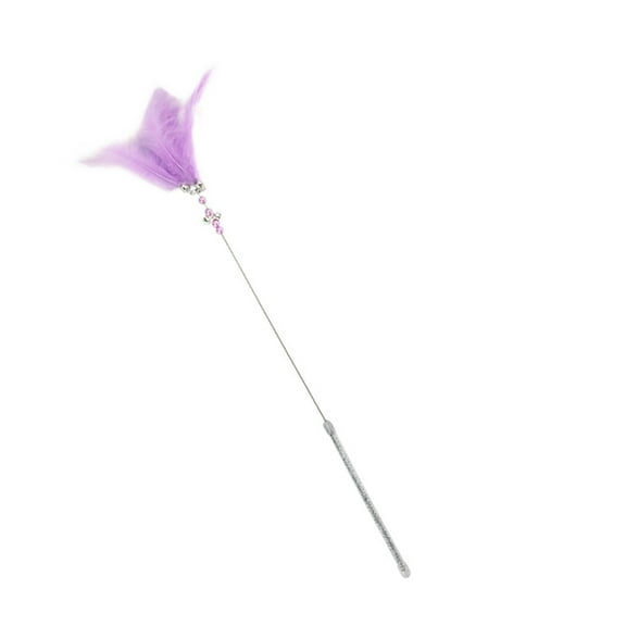 unbranded Cat Teaser with Jingle Bell Cat Flirting Stick Toys Pet Supplies Feather Cat Teasing Toy for Playing (Purple)