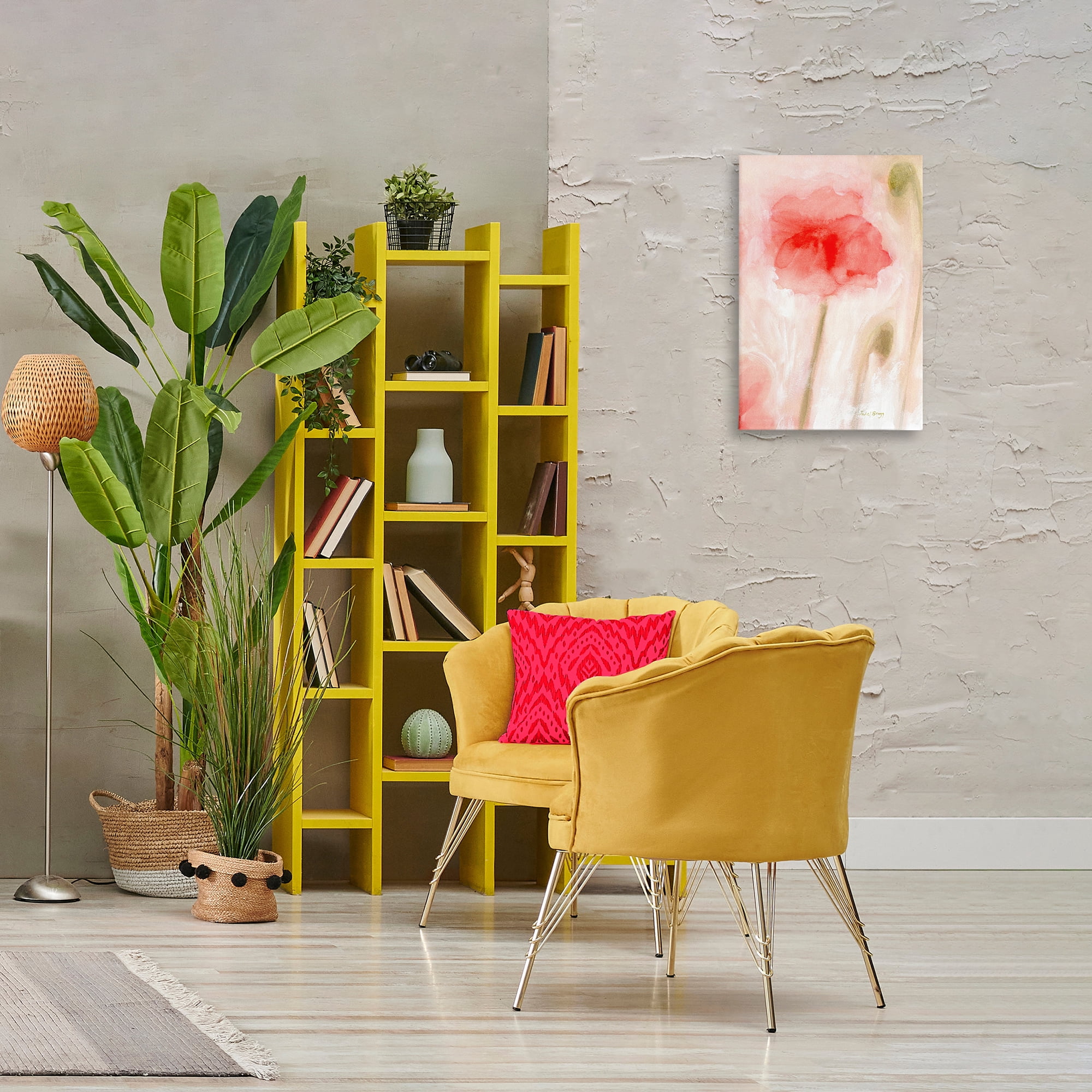 Stupell Industries Abstract Budding Flower Botanical & Floral Painting Gallery Wrapped Canvas Art Print Wall Art, 16 x 24