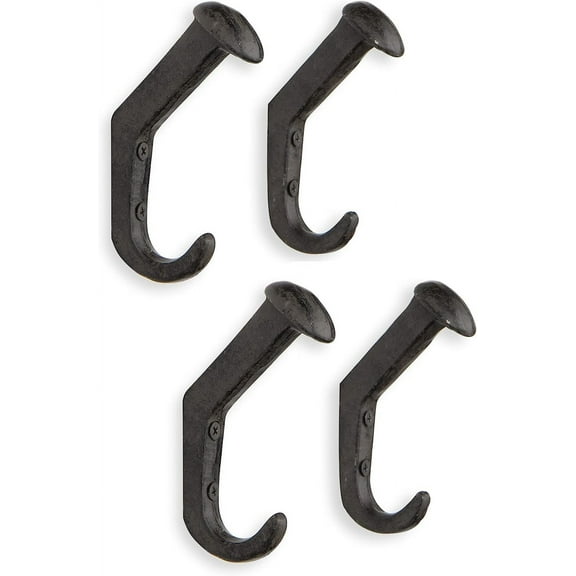Rustic State Slack Wall Mount Cast Iron Hooks Coat Towel Bag Hat Hanger Multiuse Entryway Railroad Spike Rack Black Set of 4