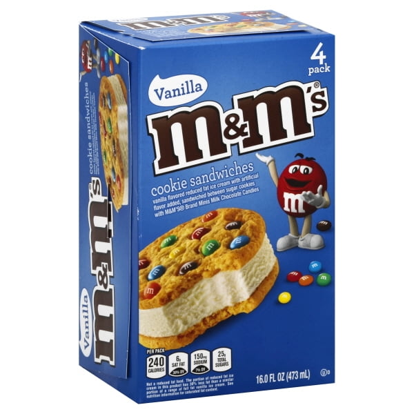 M&M'S Cookie Sandwiches With Vanilla Ice Cream 4Count Box Walmart