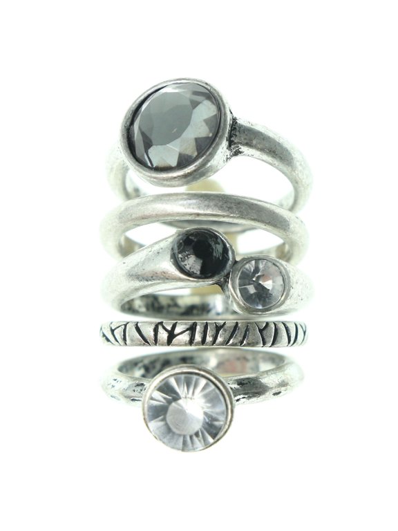 Silver-Tone Multiple Ring Set