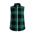 thumbnail image 4 of Kinrui Women's Plaid Fleece Vests Tops Zip Up Collarless Sleeveless Fall Jacket Lightweight Fuzzy Outerwear with Pockects Army Green XXL, 4 of 6