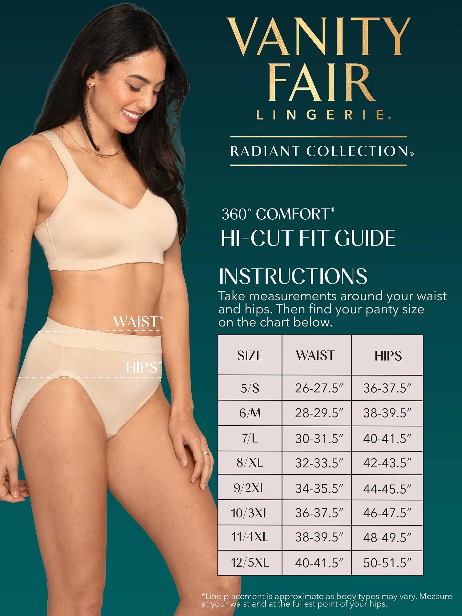 Vanity Fair Radiant Collection Women's 360 Comfort Hi-Cut Brief Underwear, 3-Pack, Sizes S-5XL
