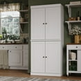 thumbnail image 4 of Palace Imports 100% Solid Wood Kitchen Pantry Storage Cabinet with Doors, Adjustable Shelves and 2-Drawers, White, 4 of 8