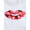 thumbnail image 6 of Kiapeise Toddler Baby Girl Valentine's Day Skirt Outfit Set Love Heart Lip Printing T-Shirt Tops Rompers Pleated Tutu Skirts, 6 of 8