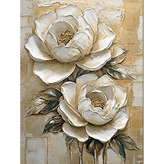 White Rose Floral Decorative Painting/Canvas Art， Suitable for Decorating Living Room， Bedroom， Dining Room， Office， Hotel， Cafe， Apartment， Studio， and Gallery Wall Decor.