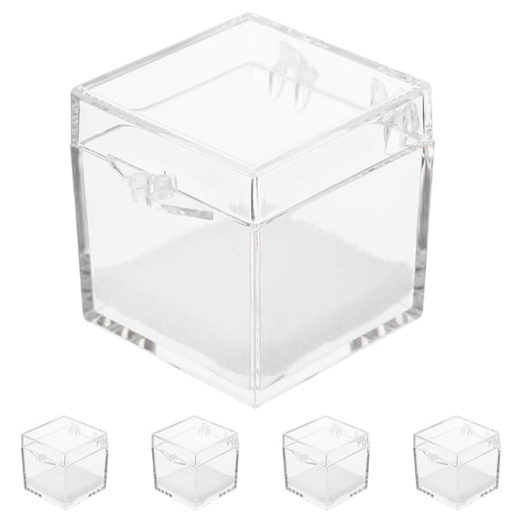 OFFIGAM 5Pcs Clear Rock Collection Boxes Elegant Display Case for Crystal and Mineral Storage