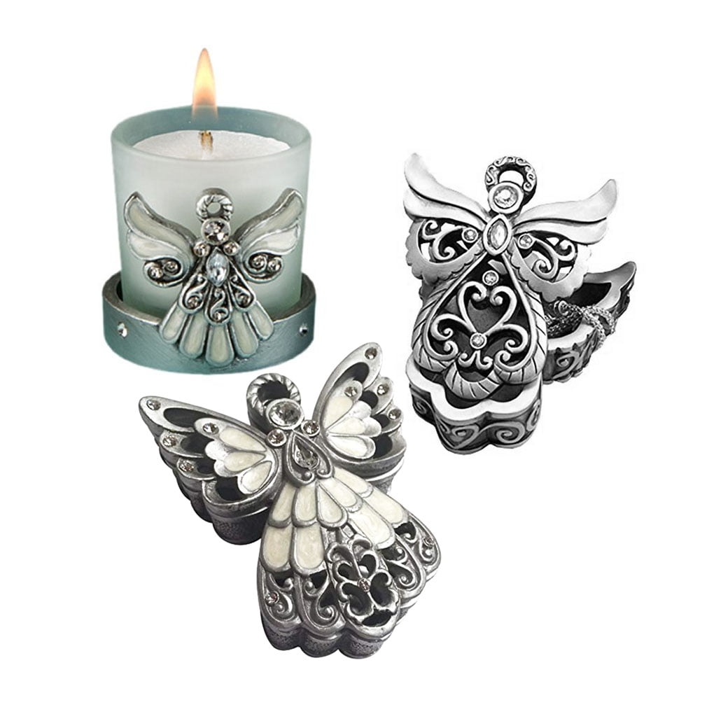 Fashioncraft Angel Themed Candle Holders with Angel Design Trinket Box