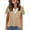 Khaki, variant on Staron Women Tie Front V Neck Short Sleeve Solid Boho Vacation Beach Travel Loose Tops Blouse V-Neck Lace Up Top, Black XL