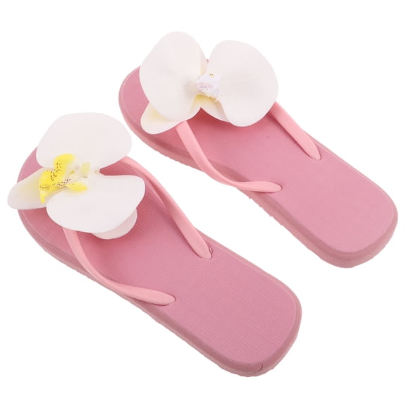FUEENIRVA 1 Pair Pink Flat Sandals for Women Beach Vacation Breathable PVC