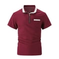 thumbnail image 5 of Yaoyar Mens Short Sleeves Zipper Shirts Casual Loose Tshirts Stand Collar V Neck Tops Polo Plain Cotton Tees with Pocket, 5 of 6