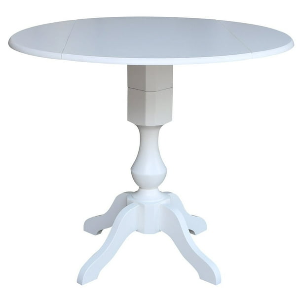 42 In Round Dual Drop Leaf Pedestal Table 36.3"H White Walmart