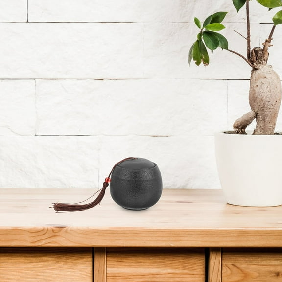 SEWCHICS Ceramic Pet Cremation Urn Black 1Pcs For Memorial Service