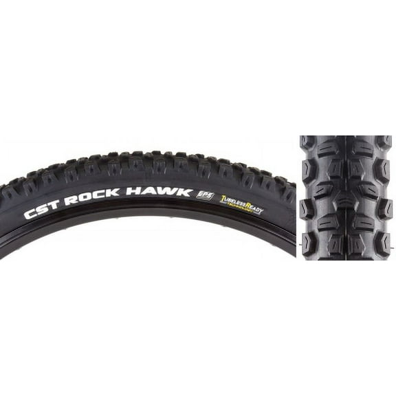 Cst Premium Rock Hawk Tire Tubeless, Folding, Black, Dual Compound, 27.5x2.4