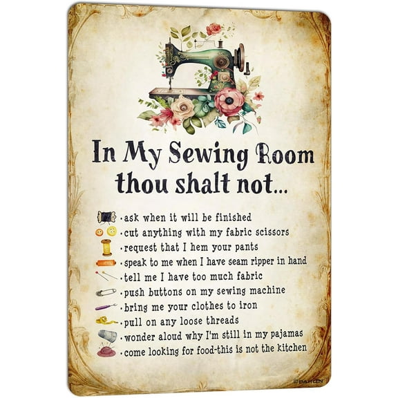 Sewing Room Decor Sewing Gifts Sewing Decor Poster Quilting supplies Craft Room Decor Home Living House Wall Decor Metal Tin Sign Vintage Tin Sign 8x12 Inch