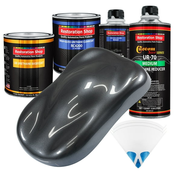 Gunmetal Grey Metallic Quart URETHANE BASECOAT CLEARCOAT Car Auto Body Paint Kit