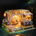 thumbnail image 2 of Cabaña para gatos, cafetería, jardín trasero, casa pequeña hecha a mano, modelo de regalo creativo para armar, fácil de armar, 2 of 5