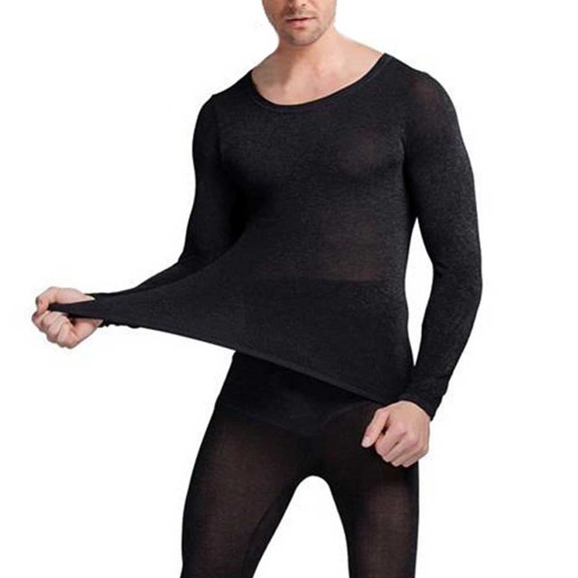 Minnieouse Conjunto de ropa interior térmica sin costuras, fino, cómodo, otoño, calzoncillos largos, parte inferior, hogar, oficina, Base cálida, Ropa interior Hombre Negro Tipo 1 Minnieouse AP013730-01