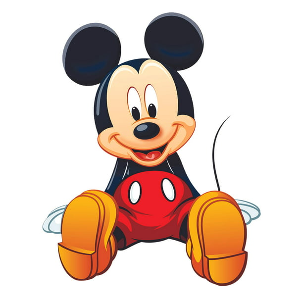 Sitting Mickey Mouse Cartoon Characters Decors Wall Sticker Art Design