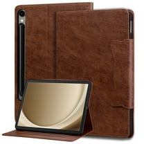 for Samsung Galaxy Tab S9 Plus/S8 Plus/S7 Plus/S7 FE Case, Vintage Soft PU Leather Case with 2 Anti-Slip Strips Adjustable Kickstand & 4 Card Slots (Include 1 Photo Slot) Auto Sleep/Wake, Brown