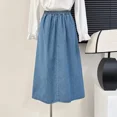 thumbnail image 4 of Falda vaquera asimétrica plisada de cintura alta para mujer, estilo nuevo de primavera y verano, falda tipo paraguas adelgazante, vestido de longitud media, 4 of 4