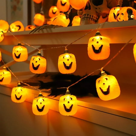 PATLOLLAV Halloween String Lights LED Pumpkin Lights 3D Waterproof Orange Jack-O-Lantern 40 LED 59inch Battery Operated String Lights Holiday Lights for Indoor Outdoor Decor Party Decorations