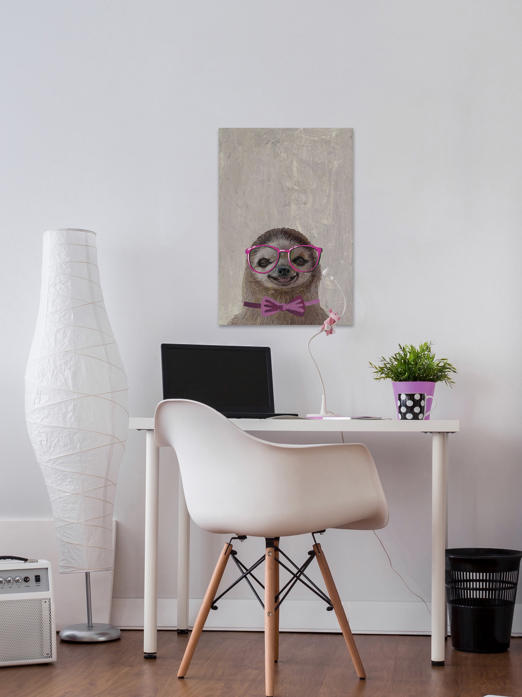 Sloth with a Bow II Painting Print on Wrapped Canvas