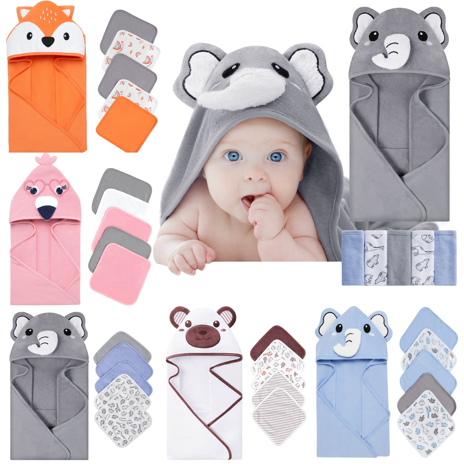 30inch Soft Cotton Hooded Towel for 04T Unisex Baby Toddler with Five