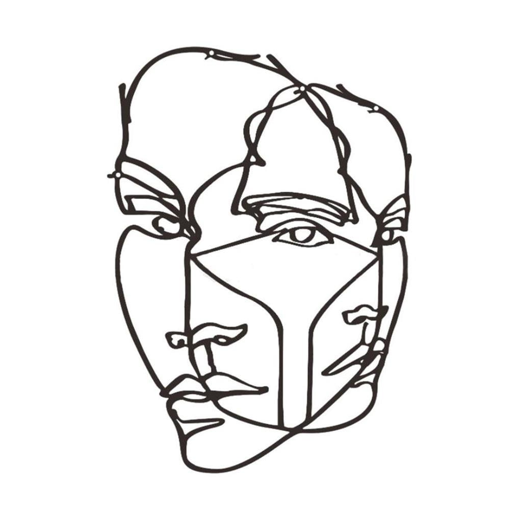 ADVEN Abstract Line Wall Art Simple Faces Metal Wall Art Minimalist Art