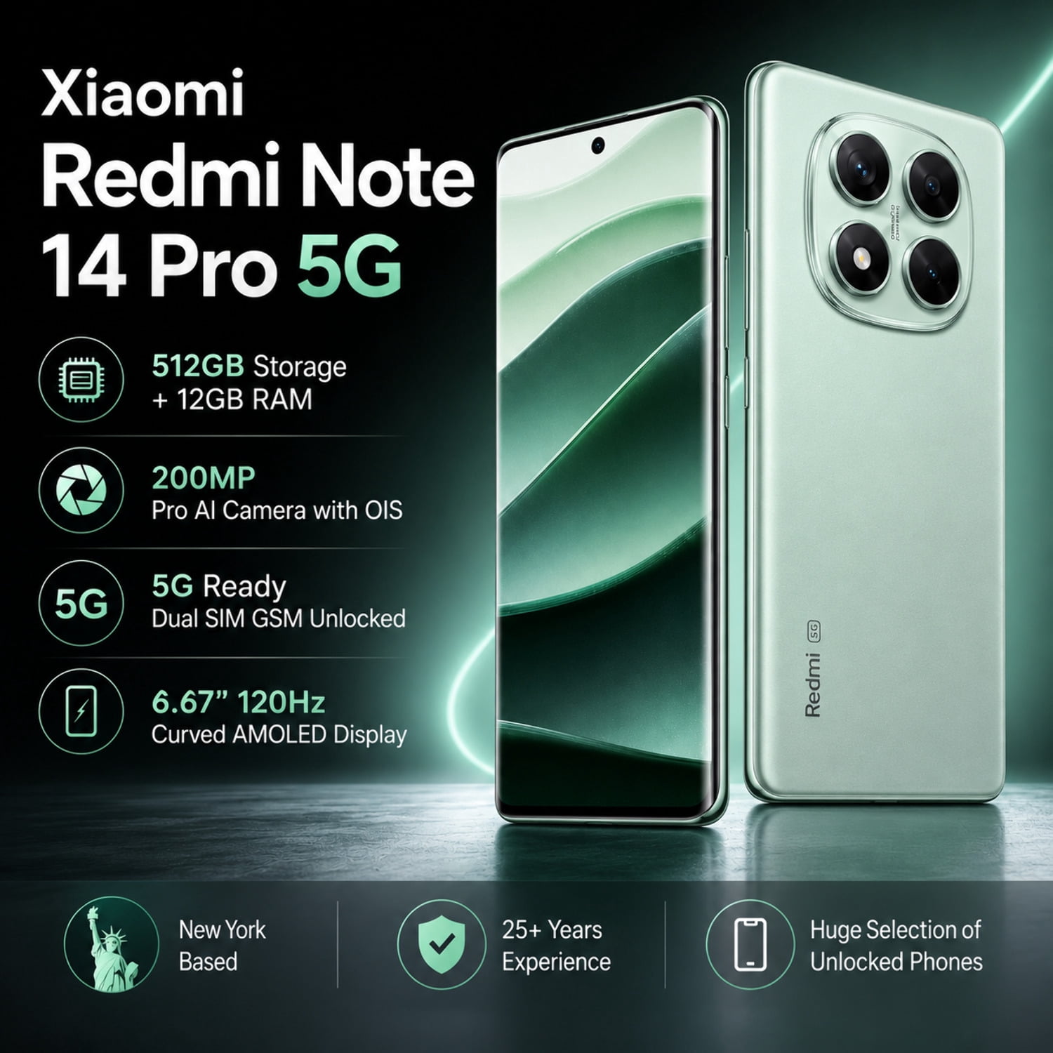 Redmi Note 14 Pro 5G 512GB ROM 12GB RAM Dual SIM GSM Unlocked