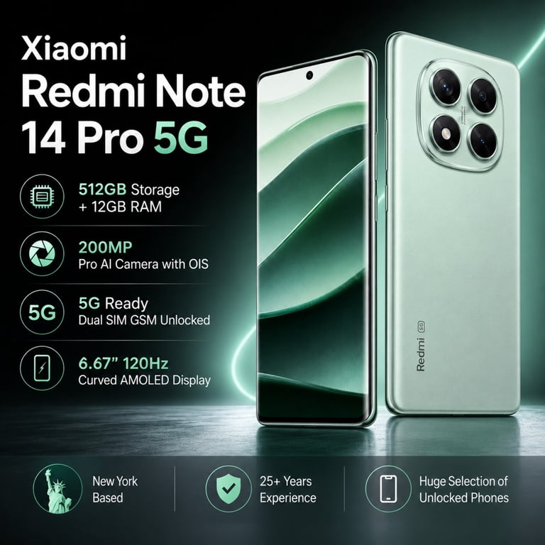Redmi Note 14 Pro 5G 512GB ROM 12GB RAM Dual SIM GSM Unlocked