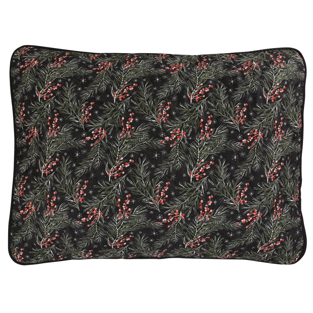 3 Pcs Festive Christmas Quilt Bedspread Set Holiday Bedding Holly Berry Tree
