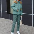thumbnail image 5 of CQONEPT Women's Down Jumpsuit Padded Windbreaker Waterproof Snow Ski Pants Insulated Warm Winter Outdoor Puffy Pant Light Blue XL, 5 of 5