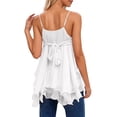 thumbnail image 3 of Rggeeun Womens Tank Tops Flowy Camisole Spaghetti Strap V Neck Loose Solid Color With Layered Ruched Ruffle For Summer Everyday Wear Cute Tops,White,Xl, 3 of 7