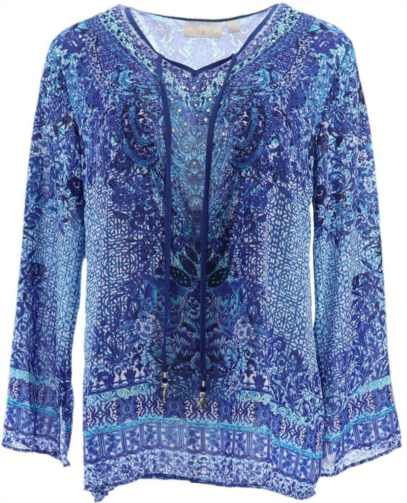 Belle by Kim Gravel - Belle Kim Gravel Printed Woven V-Neck Tunic ...