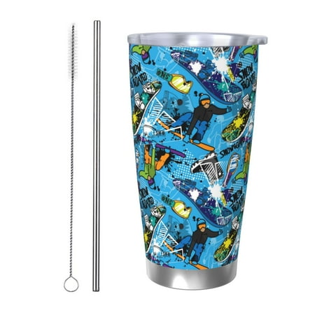 

Coaee snow board blue for 20oz Insulated Kettle Water Bottle For Running Hiking Cycling Climbing Men S Woman Insulated Water Bottle-Straw Two-piece Set